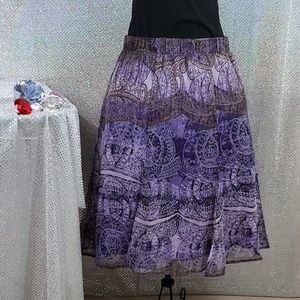 Ornate Purple Batik A-line Skirt
